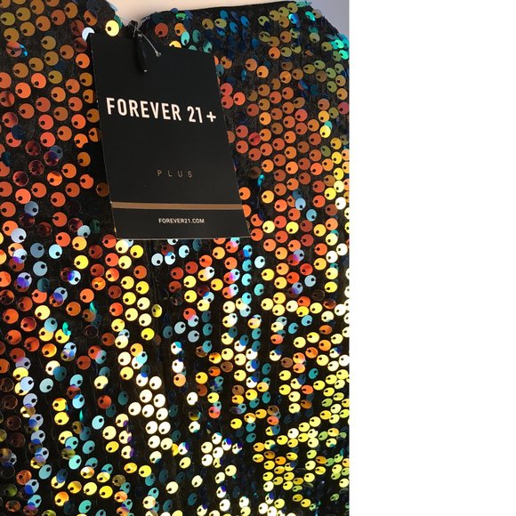 Forever 21 F21+ Rainbow Sequin Romper Disco Long Sleeve PLUS SIZE 3X XXXL NWT - Picture 2 of 4